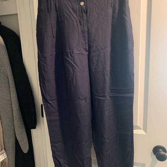 Mango Navy High-Waist Slouchy Pants - Picture 2 of 5